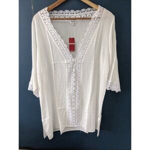 Avenue Coverup for Beach Backyard Nightie Size 14/16 Lace Trim Crinkle‎ Fabric